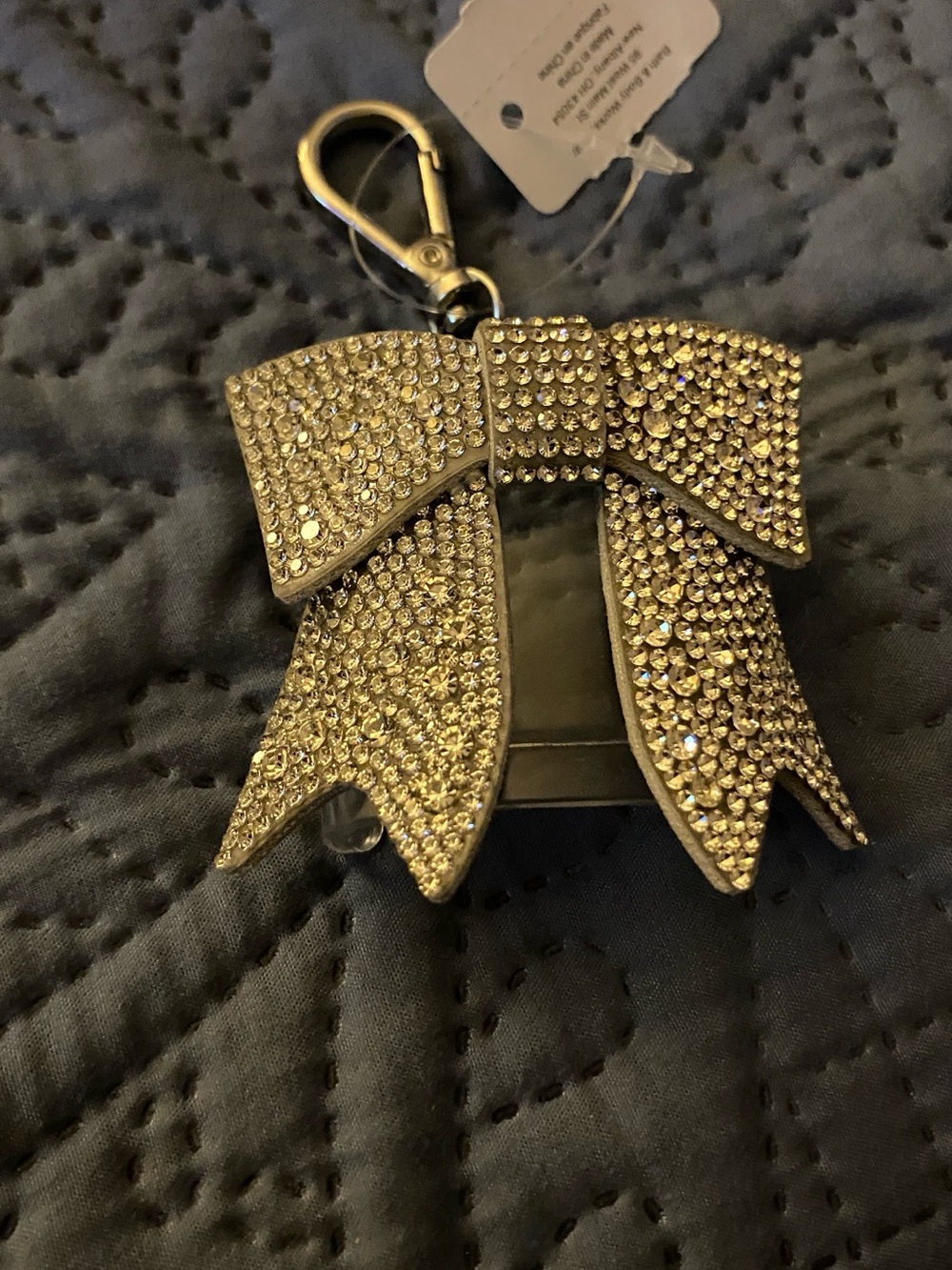 Bath & Body Works Silver Crystal Bow Key Charm